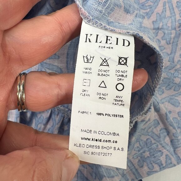 KLEID Victoria Mini Dress Ruffle Pink Blue Paisley Summer Party Fit and Flare XS - Picture 9 of 9